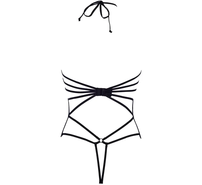 Dámske priehľadné sexy body V-8910 Black with beige - Axami