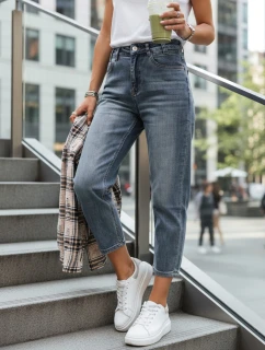 Jeansy damskie 7/8 mom fit z wysokim stanem niebieskie FashionStreet UY2905