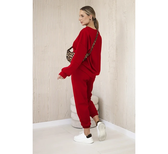 Viskózový komplet teplákové + kalhoty červený Viskózový komplet teplákové + kalhoty červený