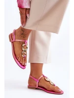 Skórzane Sandały Japonki Na Płaskim Obcasie Różowe Keep Going Skórzane Sandały Japonki Na Płaskim Obcasie Różowe Keep Going