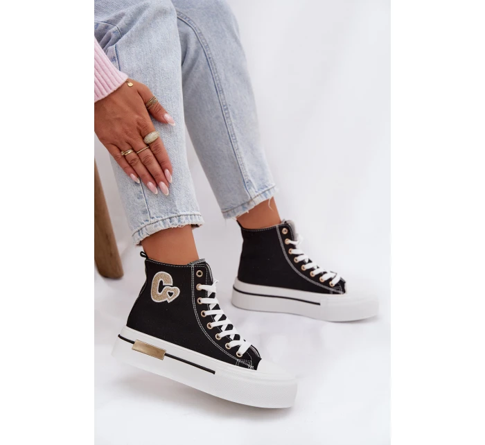 Dámské tenisky na platformě Černé Meloria