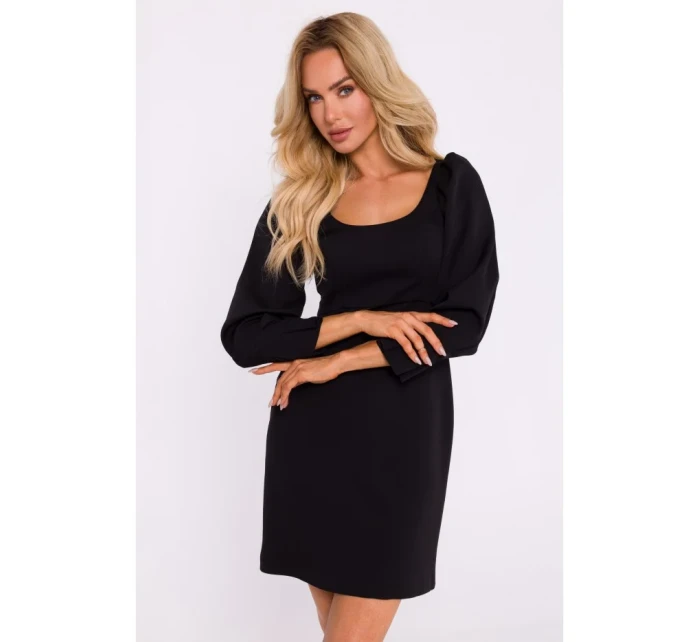 M836 Mini šaty so štvorcovým výstrihom - čierne