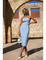 M843 Džínsové midi šaty - svetlomodré