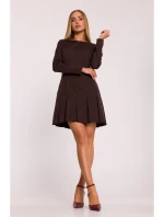 M872 Šaty s obrátenými záhybmi - hnedé