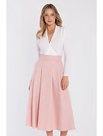 model 22152190 Vzorovaná midi sukně s vysokým pasem broskvová - STYLOVE