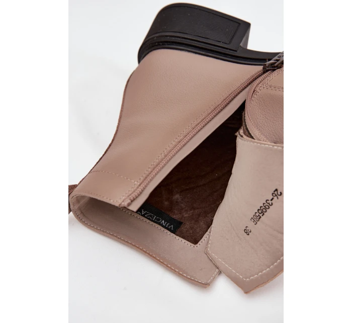 Dámske topánky Vinceza - béžové, pravá koža, nízky podpätok, zateplené Dámske topánky Vinceza - béžové, pravá koža, nízky podpätok, zateplené