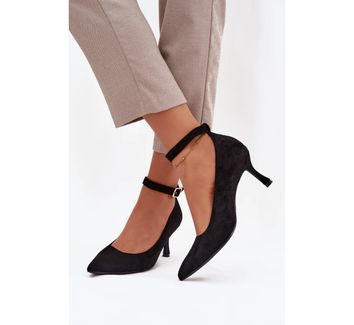 Eko semišové lodičky Devoria - čierne Eko semišové lodičky Devoria - čierne