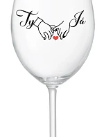 YOU AND ME (svadba) - číry pohár na víno 350 ml