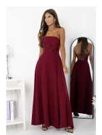 Dámske dlhé šaty model 222674 burgundy - With You