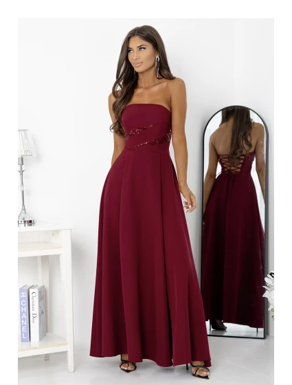 Dámske dlhé šaty model 222674 burgundy - With You