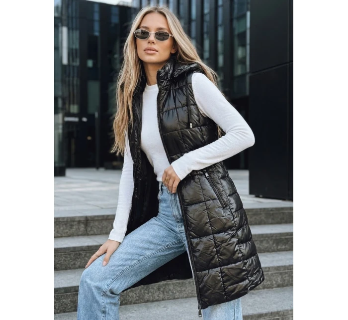 Dámska prešívaná vesta s kapucňou čierna FashionStreet TY5257