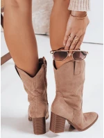 Dámské semišové kovbojské boty béžové Dstreet model 21993409 - FashionStreet Dámské semišové kovbojské boty béžové Dstreet model 21993409 - FashionStreet