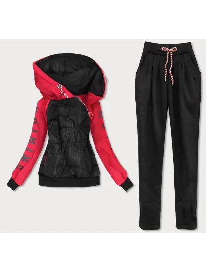 Čierno-červený dámsky športový komplet (AMG580/1)