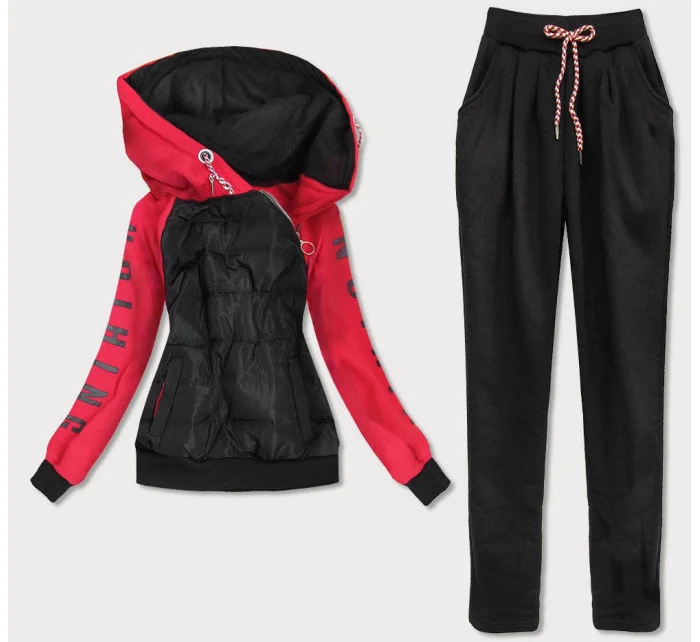 Čierno-červený dámsky športový komplet (AMG580/1)