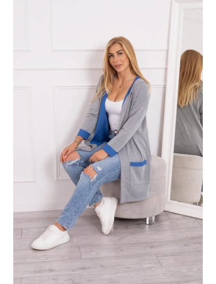 Dvojfarebná pláštenka s kapucňou nevädza + sivá Dvojfarebná pláštenka s kapucňou nevädza + sivá