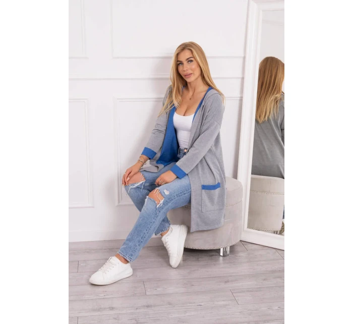 Dvojfarebná pláštenka s kapucňou nevädza + sivá Dvojfarebná pláštenka s kapucňou nevädza + sivá