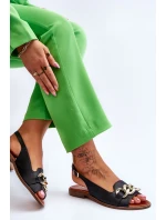 Skórzane Sandały Damskie Lewski Shoes 3230 Czarny Groch