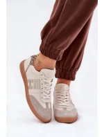 Kožené Sportovní Boty Tenisky Dámské Panterka model 21686778 Béžové - CheBello