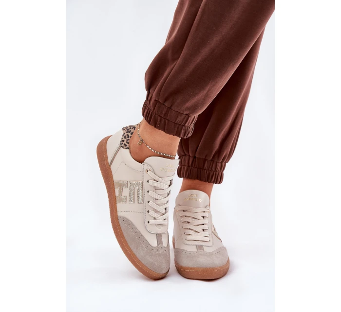 Kožené Sportovní Boty Tenisky Dámské Panterka model 21686778 Béžové - CheBello