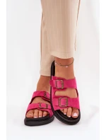 Klapki Damskie Na Platformie Z Klamrami Fuksja Simbes