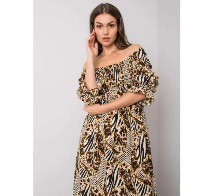 Šaty DHJ SK model 17614732 černá a béžová - FPrice Šaty DHJ SK model 17614732 černá a béžová - FPrice