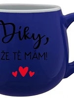 ĎAKUJEM, ŽE ŤA MÁM - modrý keramický hrnček 300 ml