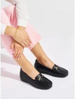Stylové mokasíny dámské černé na klínku Stylové mokasíny dámské černé na klínku