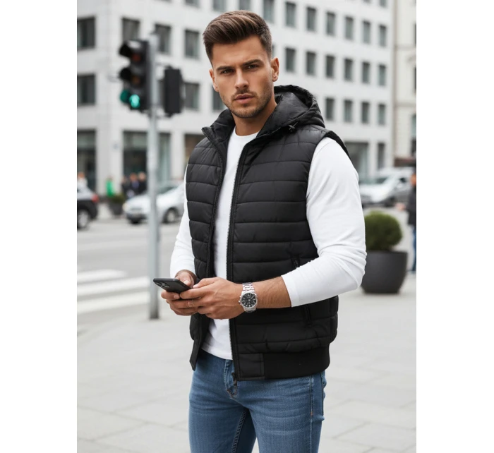 Pánska čierna vesta FashionStreet TX4235 Pánska čierna vesta FashionStreet TX4235