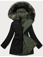 Dámska teplá zimná obojstranná bunda khaki-black (w610) Dámska teplá zimná obojstranná bunda khaki-black (w610)