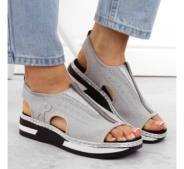 Pohodlné sandále Rieker W RKR686 metalic