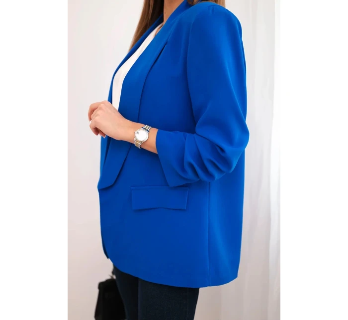 Bunda s chlopňou elegantná chrpová modrá Bunda s chlopňou elegantná chrpová modrá