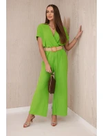 Kombinéza s ozdobným pásom Pistáciová