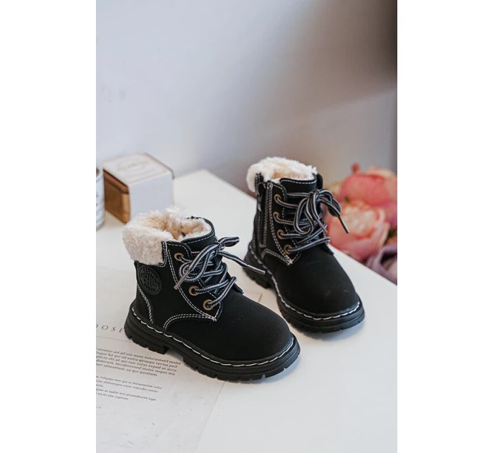 Dětské Trapery Botky Na Zip s Černé model 21640246 - Boto Dětské Trapery Botky Na Zip s Černé model 21640246 - Boto