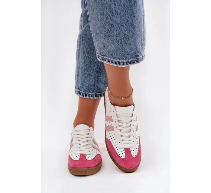 Kožené perforované dámské tenisky Zazoo N1318 Bílomodré