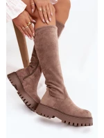 Zateplené dámské kozačky na platformě Big Star OO274722 béžové Zateplené dámské kozačky na platformě Big Star OO274722 béžové