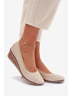 Dámské polobotky na platformě model 22067188 světle béžové - VINCEZA