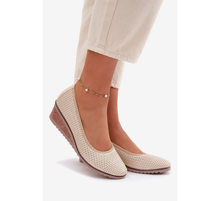 Dámské polobotky na platformě model 22067188 světle béžové - VINCEZA