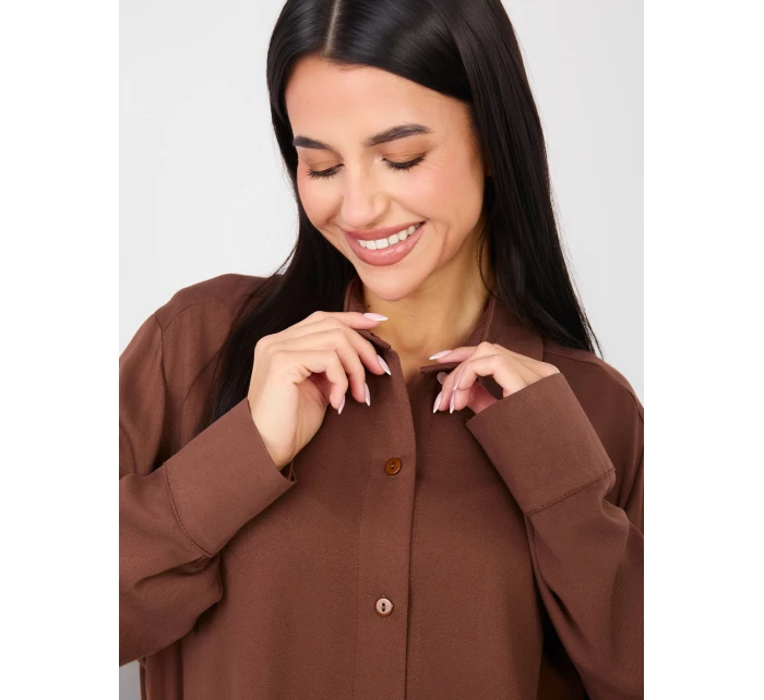 Košeľa LK KS 510197.12P hnedá