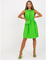 Svetlozelené splývavé šaty v jednej veľkosti s elastickým pásom