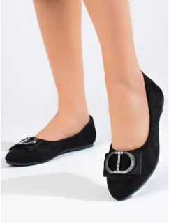 Zajímavé černé dámské baleríny bez podpatku