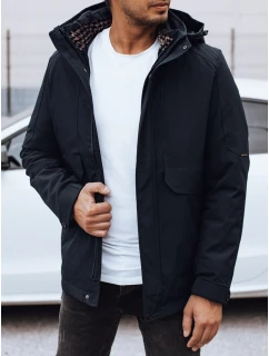 Pánska zimná bunda s kapucňou tmavomodrá FashionStreet TX4907