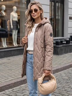 Kurtka damska przejściowa pikowana z kapturem beżowa model 22342134 - FashionStreet