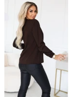 140-29 Blúzka s dlhými rukávmi a viazaním vpredu - čokoládová 140-29 Blúzka s dlhými rukávmi a viazaním vpredu - čokoládová