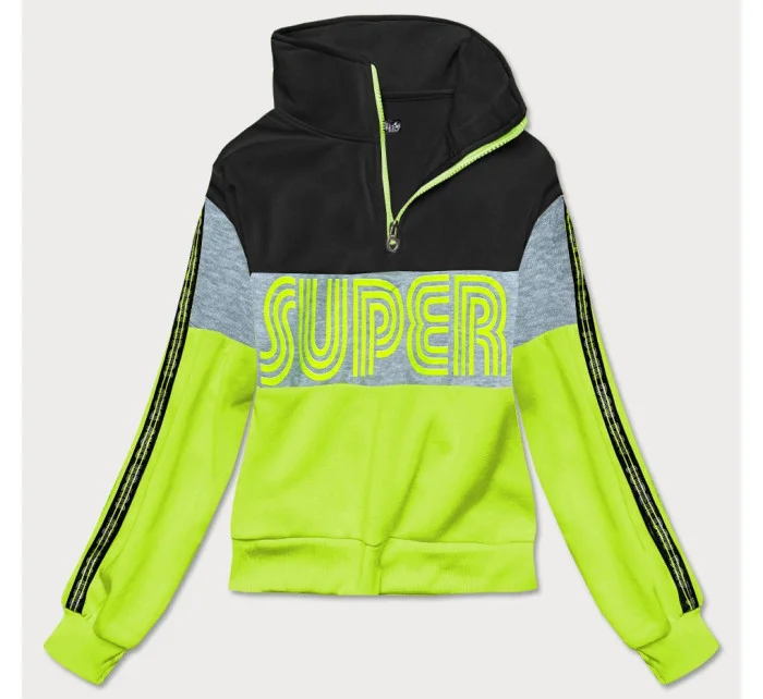 Čierno-zelená dámska športová mikina (26019)