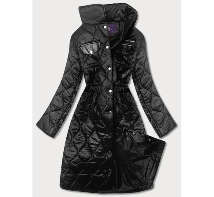 Čierna dámska prešívaná bunda so stojačikom (AG8-001)
