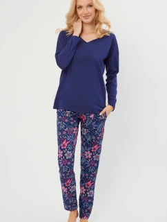 Talianska móda Folk s dlhou dĺžkou sp. farba: námornícka modrá/print