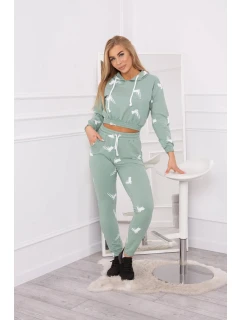 Sada s potlačou pištole tmavo mätová