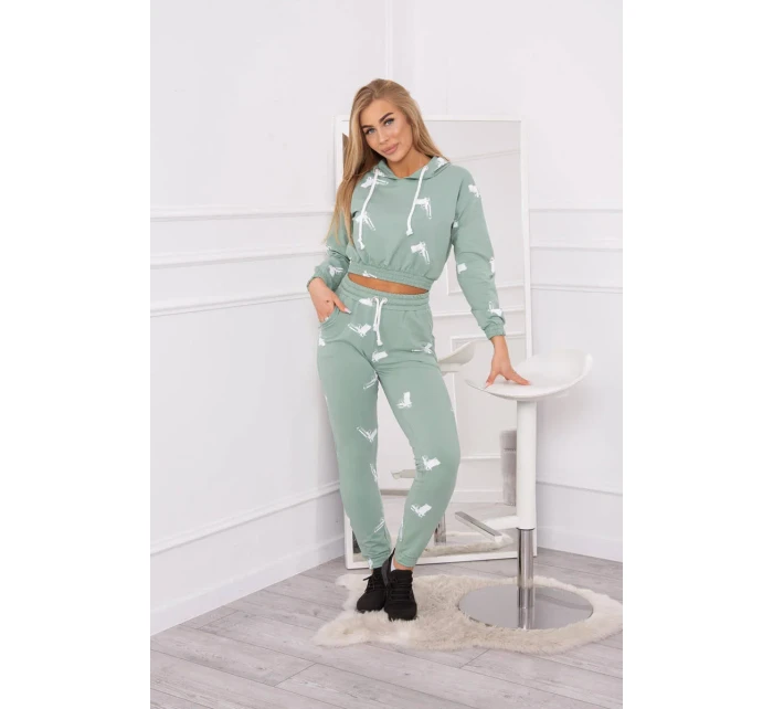 Sada s potlačou pištole tmavo mätová