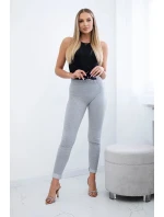 Bavlnené nohavice so zirkónmi na zadných vreckách sivé Bavlnené nohavice so zirkónmi na zadných vreckách sivé