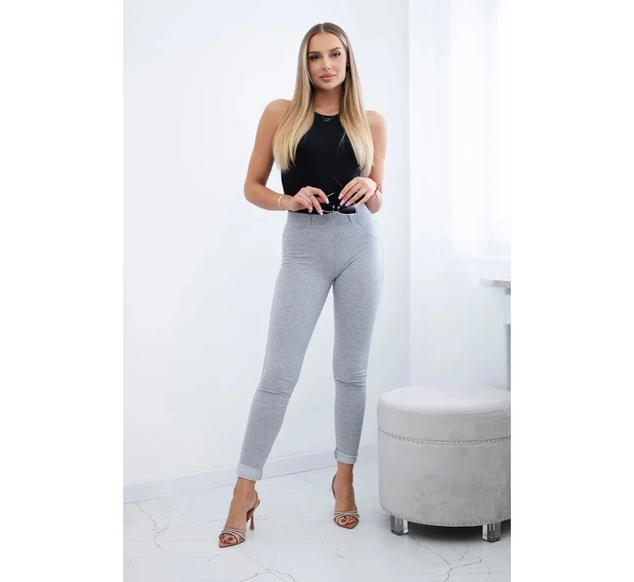 Bavlnené nohavice so zirkónmi na zadných vreckách sivé Bavlnené nohavice so zirkónmi na zadných vreckách sivé